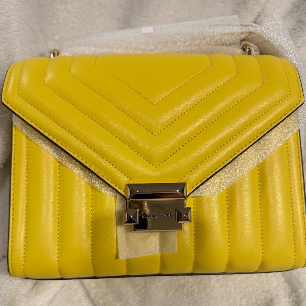 Michael Kors Vibrant Yellow Chevron Shoulder Bag NWT B32